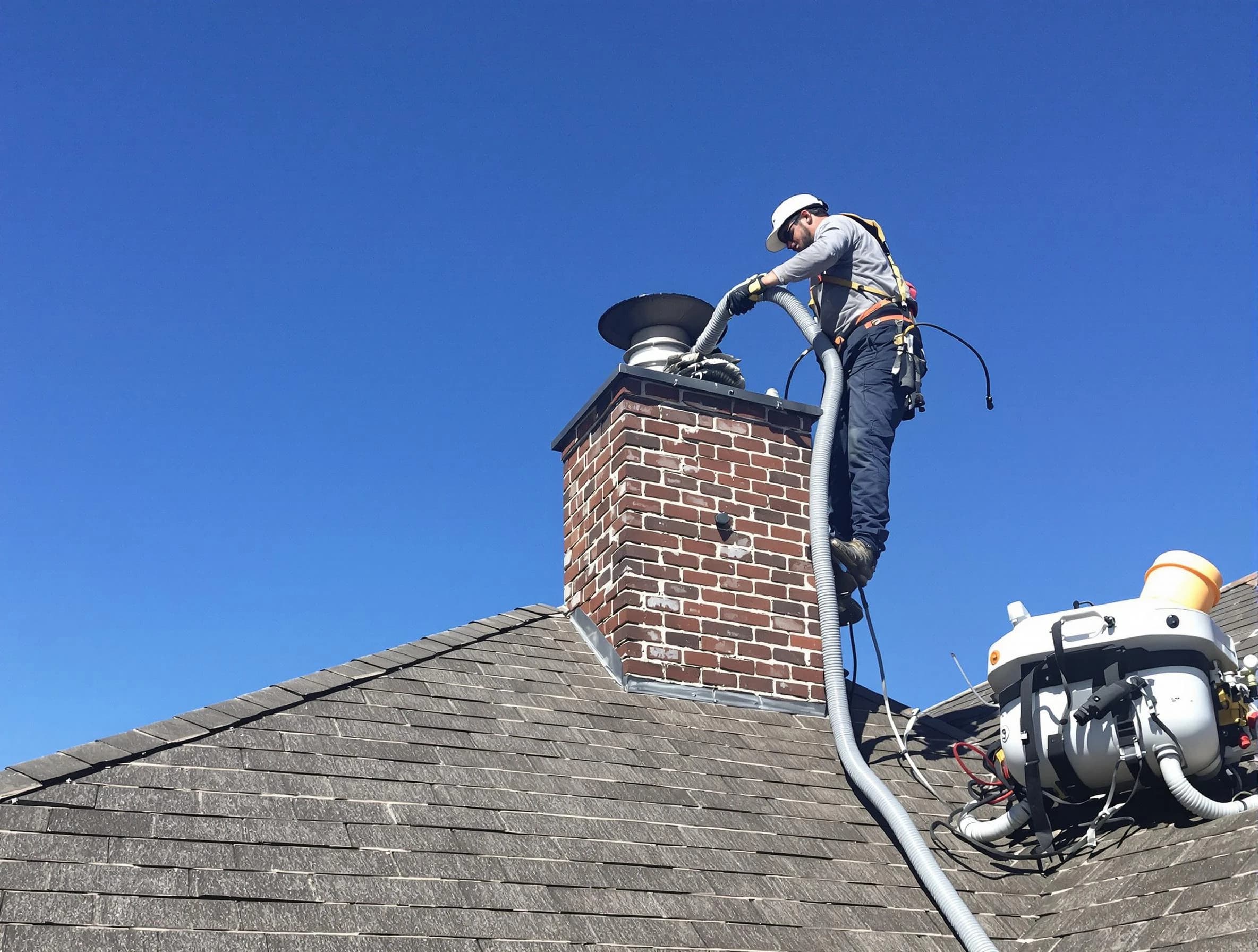 Dedicated Shrewsbury Chimney Sweep team member cleaning a chimney in Shrewsbury, MA