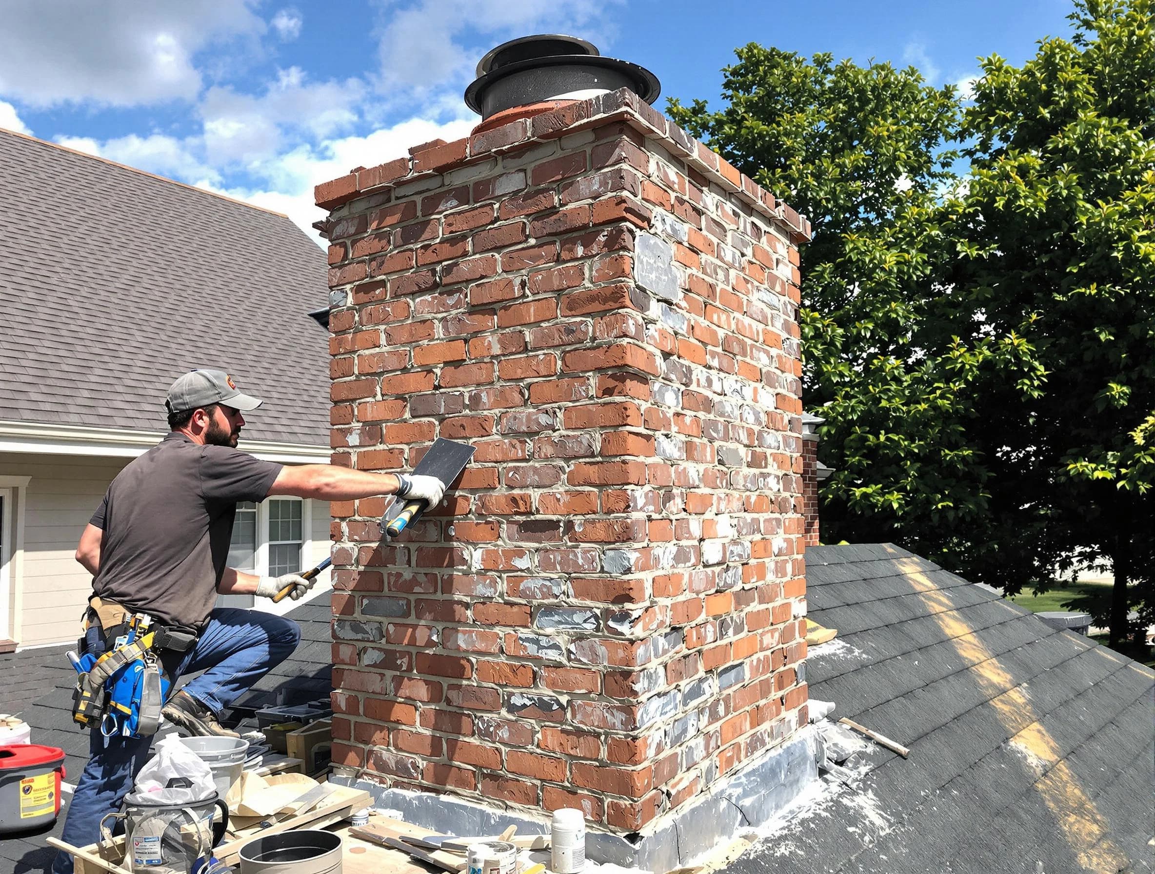 Completed chimney rebuild by Shrewsbury Chimney Sweep in Shrewsbury, MA