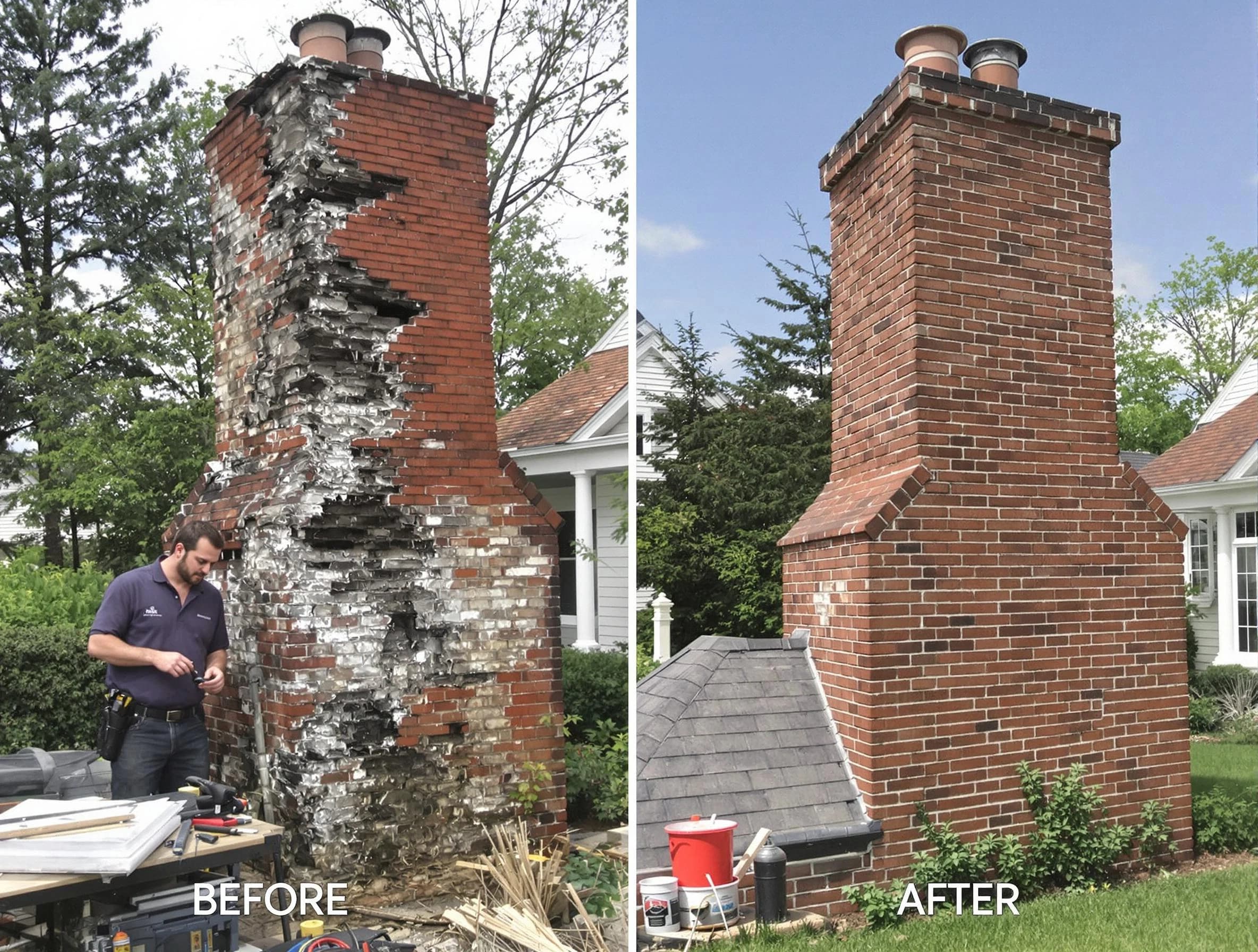 Shrewsbury Chimney Sweep performing a full chimney restoration in Shrewsbury, MA