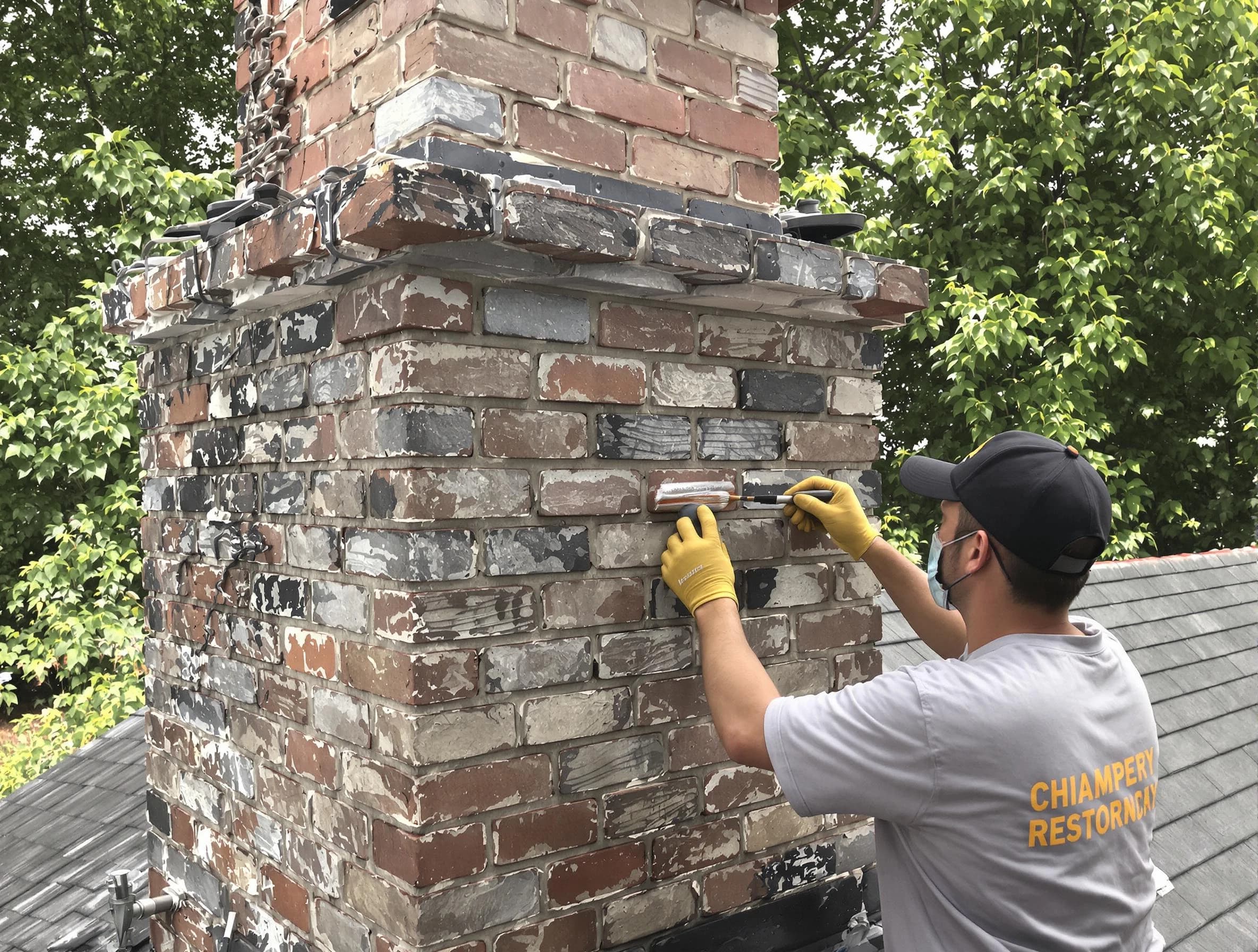 In-progress chimney restoration by Shrewsbury Chimney Sweep in Shrewsbury, MA