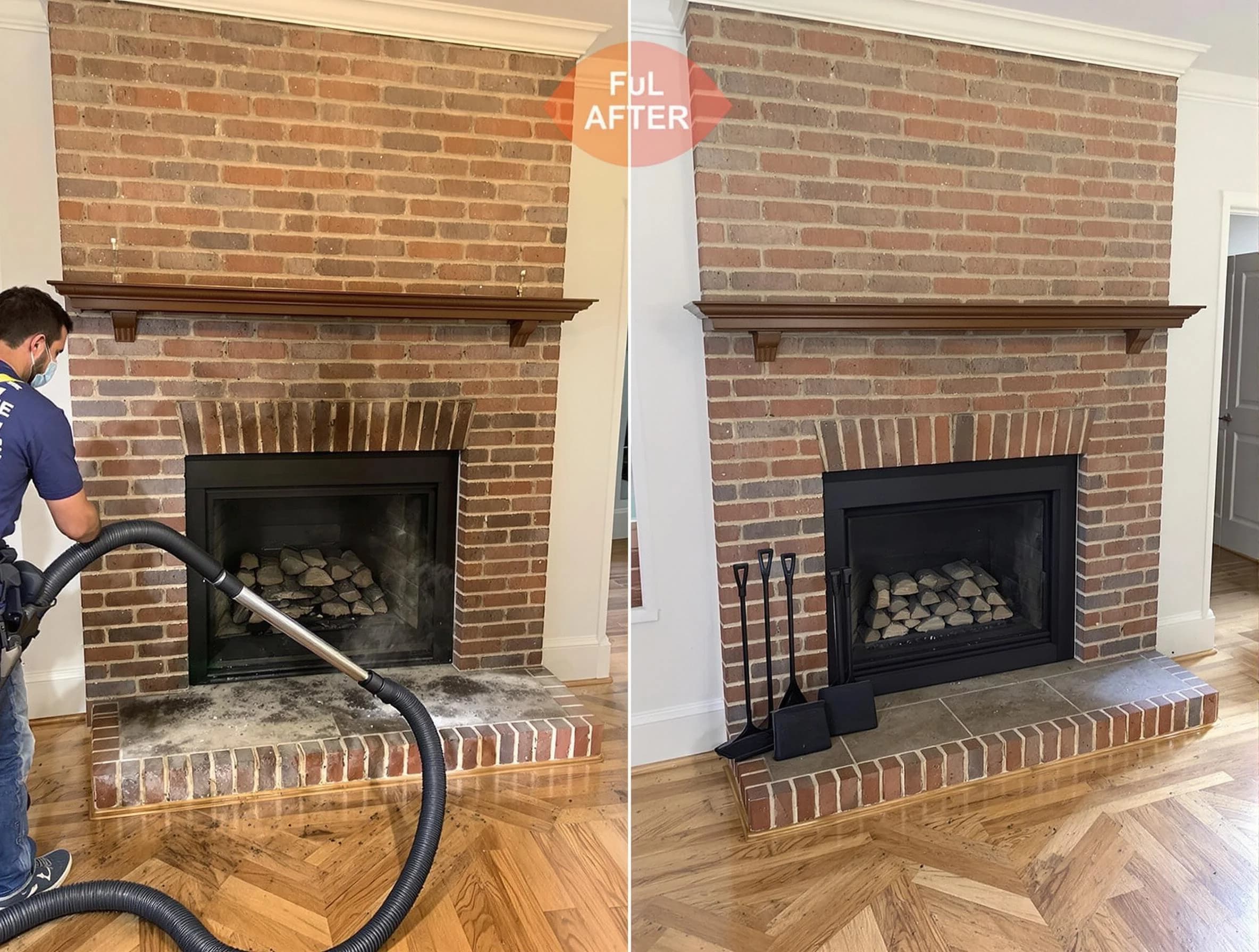 Shrewsbury Chimney Sweep carefully sanitizing a fireplace in Shrewsbury, MA