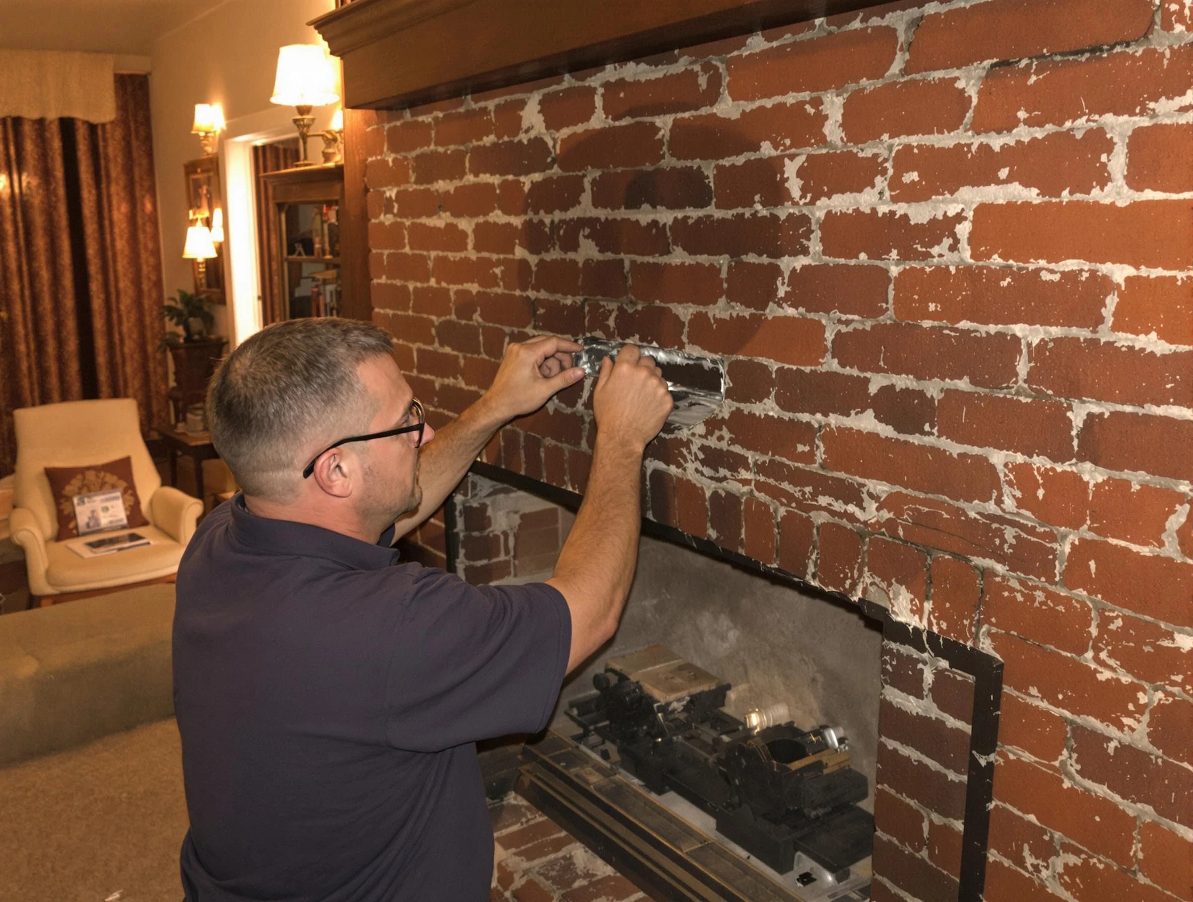 Shrewsbury Chimney Sweep expert fixing a fireplace in Shrewsbury, MA