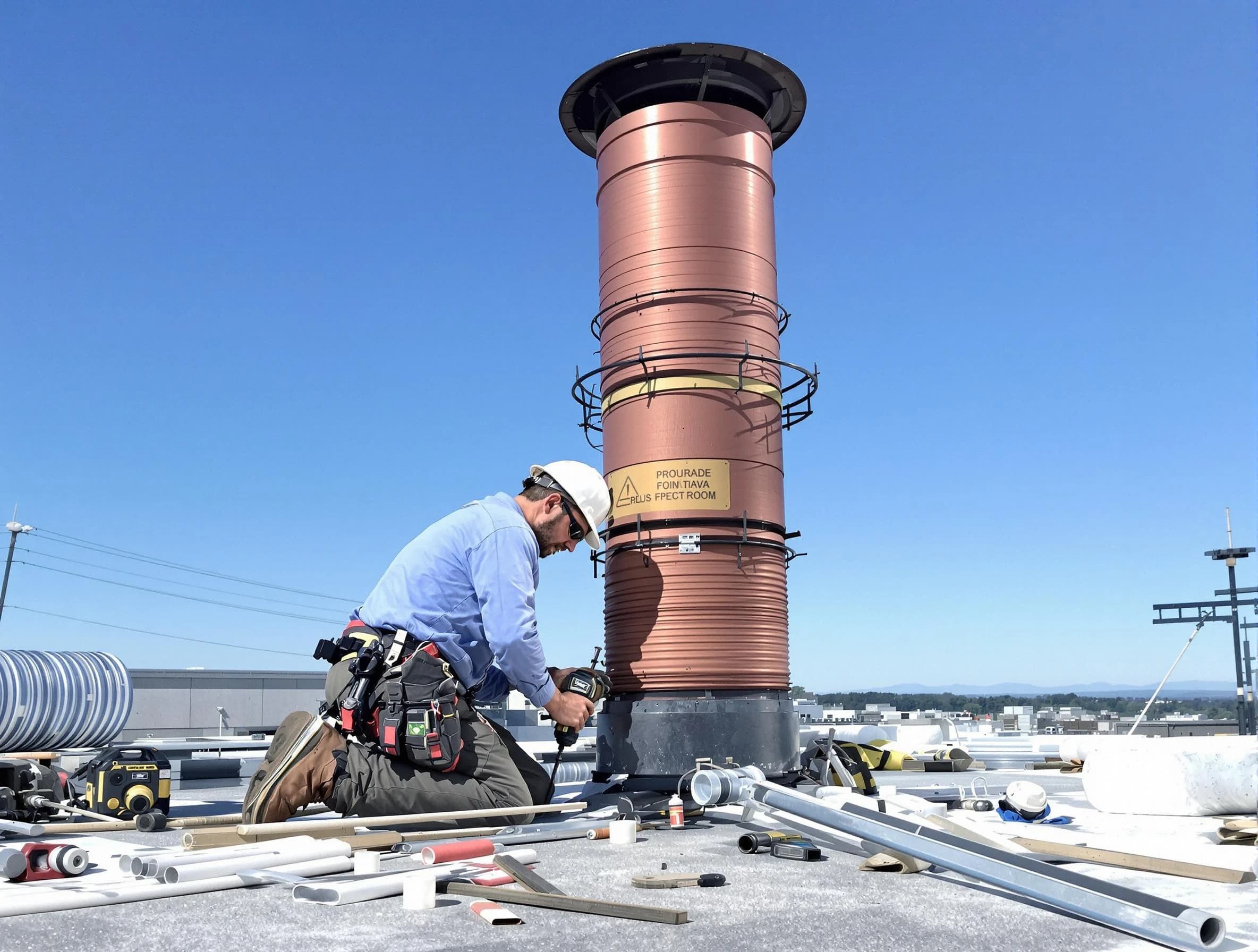 Installed chimney liner by Shrewsbury Chimney Sweep in Shrewsbury, MA