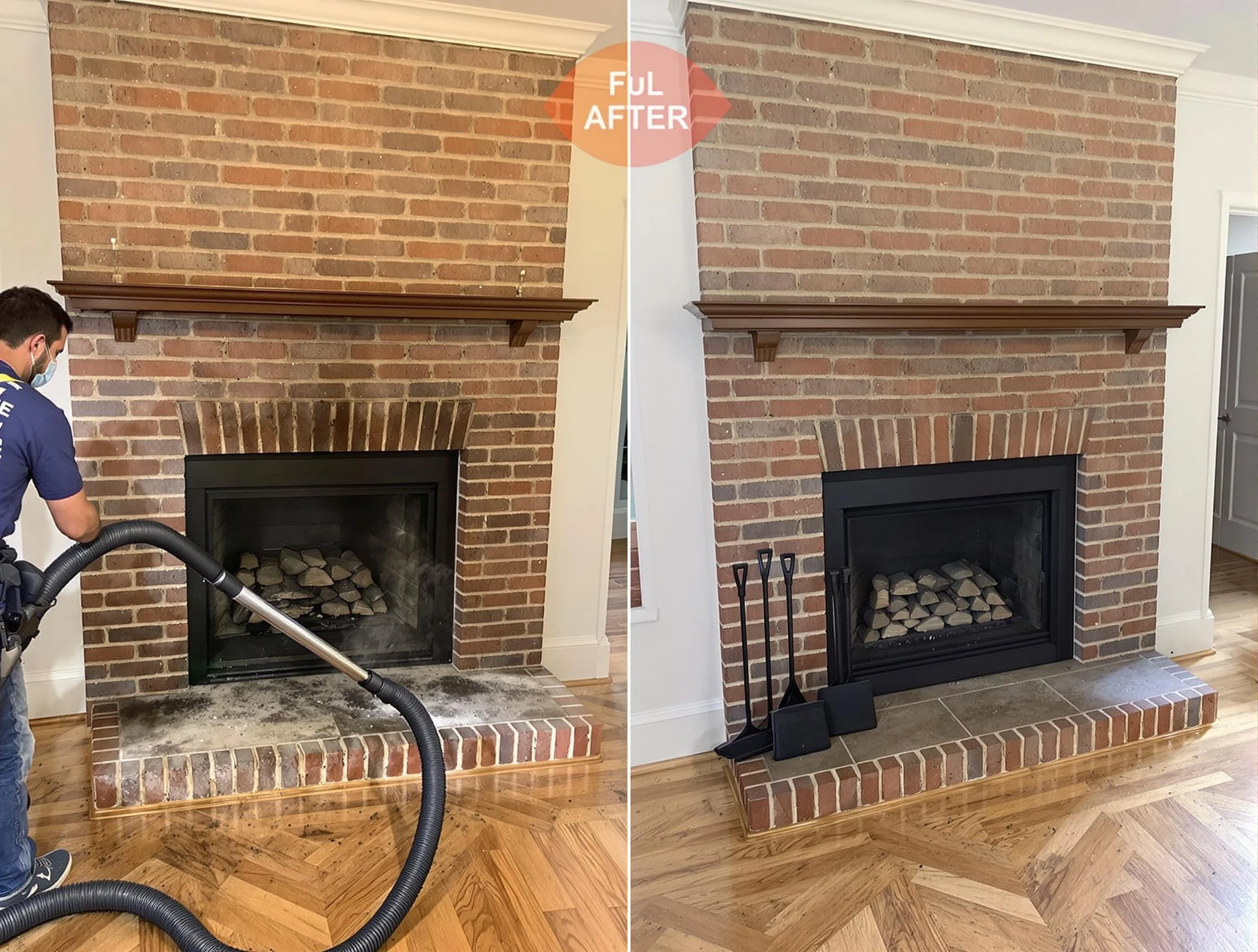 Shrewsbury Chimney Sweep carefully sanitizing a fireplace in Shrewsbury, MA