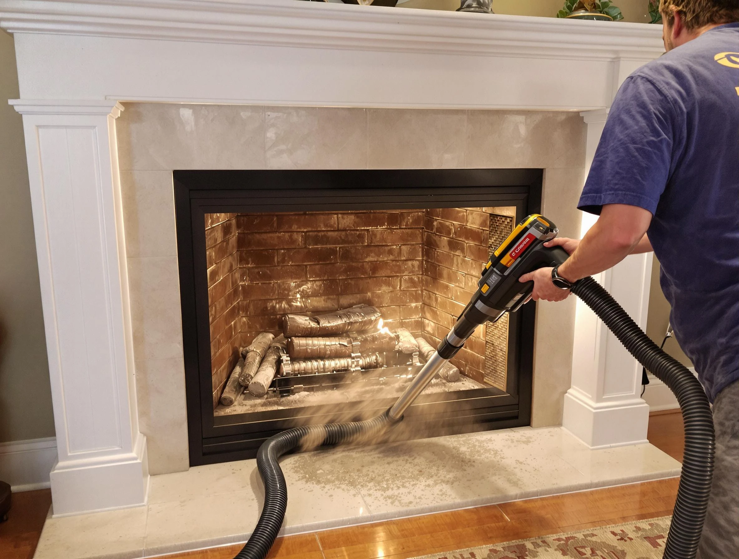 Fireplace cleaning performed by Shrewsbury Chimney Sweep in Shrewsbury, MA
