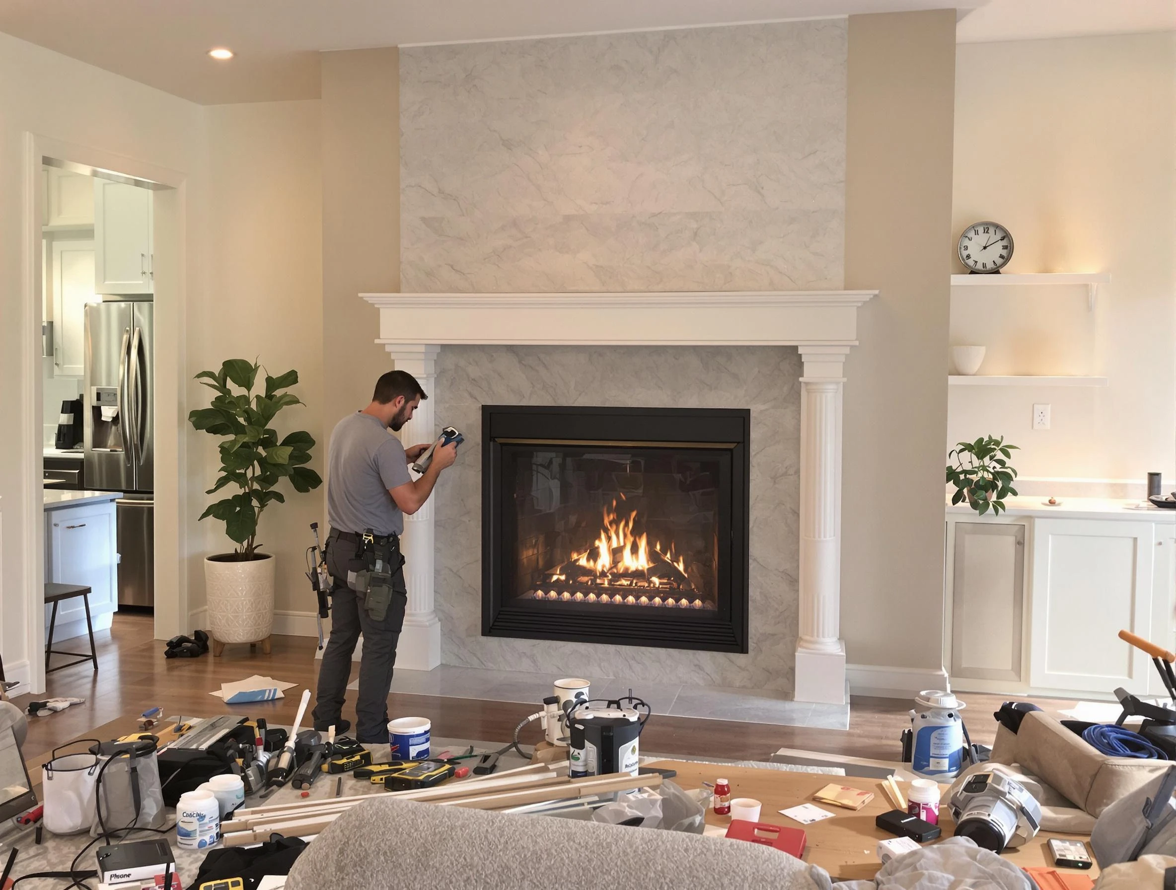 Newly installed fireplace by Shrewsbury Chimney Sweep in Shrewsbury, MA